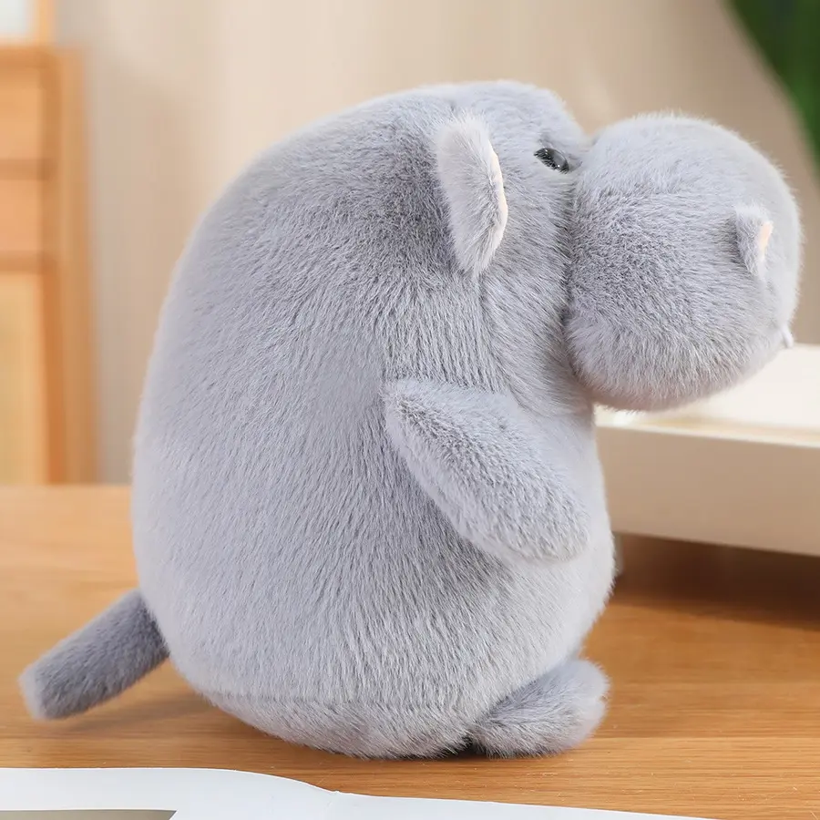12cm Cute Fluffy Hippo Plush Toy Soft Stuffed Cartoon Hippopotamus Animal Doll Home Decoration Baby Kids Birthday Christmas Gift