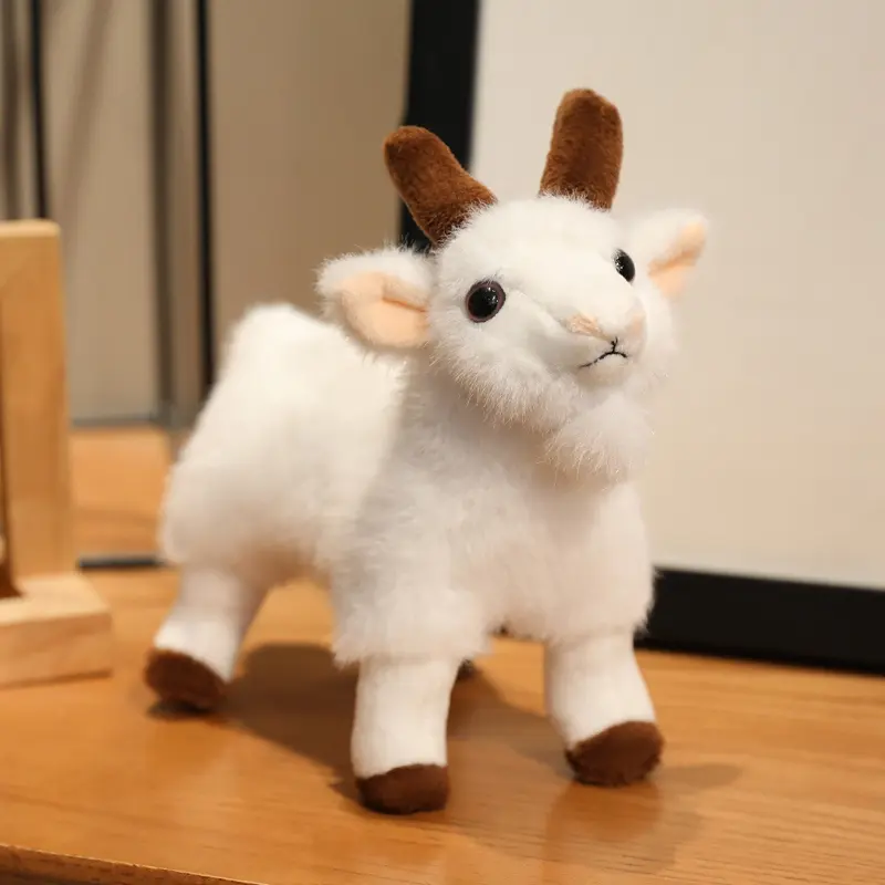 18cm Ranch Animal Series Soft Cute Simulation Black White Goat Mountain Lifelike Plush Pendant Toys Doll Children Halloween Gift