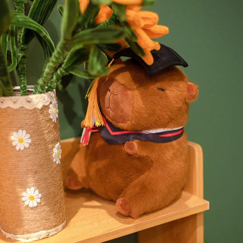23cm Cute Doctor's Capybara Doll Plush Toy Cloth Doll Capibara Anime Fluffy Toy Soft Capybara Plush Doll Graduation Gift