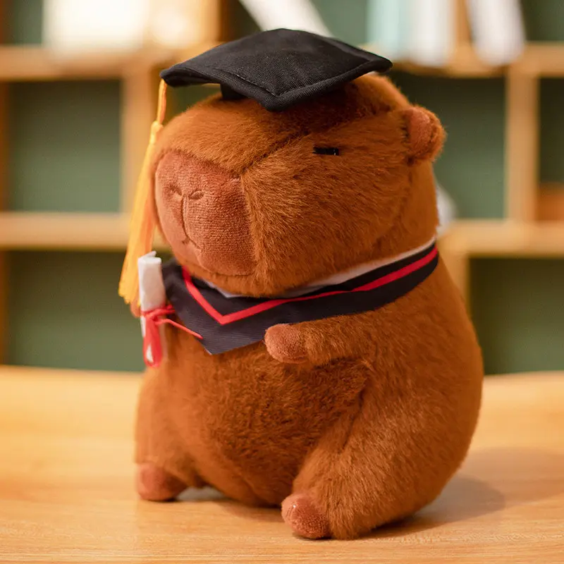 23cm Cute Doctor's Capybara Doll Plush Toy Cloth Doll Capibara Anime Fluffy Toy Soft Capybara Plush Doll Graduation Gift