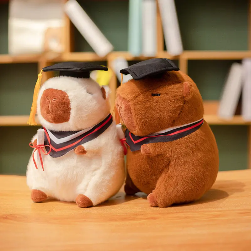23cm Cute Doctor's Capybara Doll Plush Toy Cloth Doll Capibara Anime Fluffy Toy Soft Capybara Plush Doll Graduation Gift