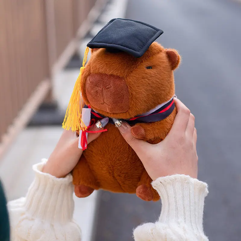 23cm Cute Doctor's Capybara Doll Plush Toy Cloth Doll Capibara Anime Fluffy Toy Soft Capybara Plush Doll Graduation Gift