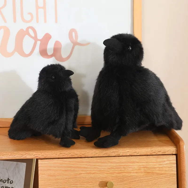 Cute Black Crow Plush Toy Realistic Birds Stuffed Animals Simulation Doll Kids Home Decoration Birthday Gift For Children