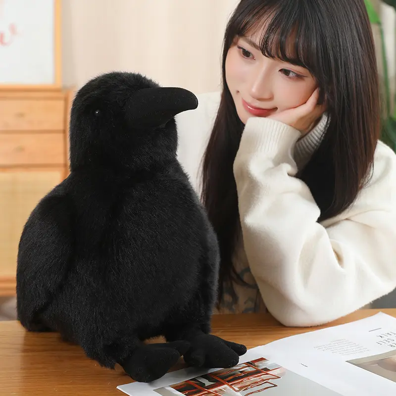 Cute Black Crow Plush Toy Realistic Birds Stuffed Animals Simulation Doll Kids Home Decoration Birthday Gift For Children