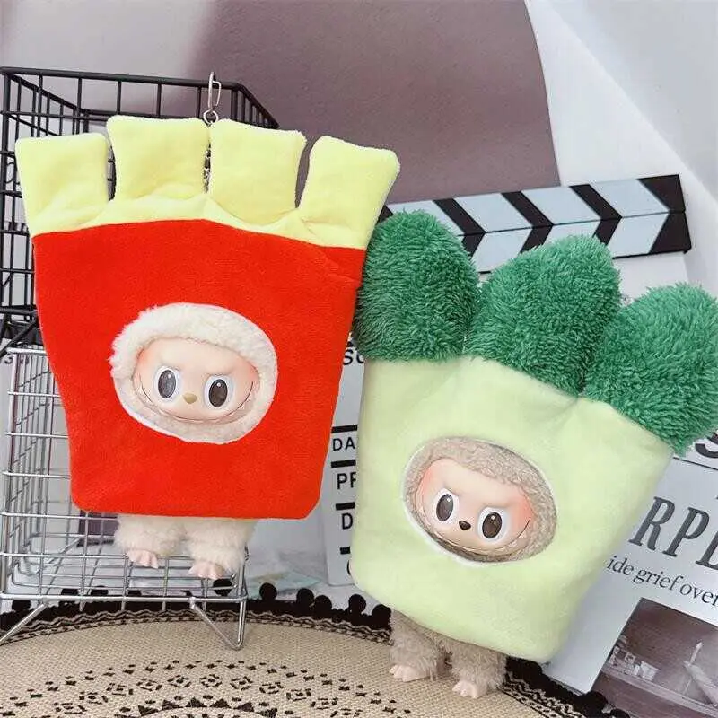 Cute Doll Accessories Clothes Headgear For 17CM Labubu V1 V2 Mini Dolls Clothing Kids Gift Bags for Dolls Potato Chip Head Set