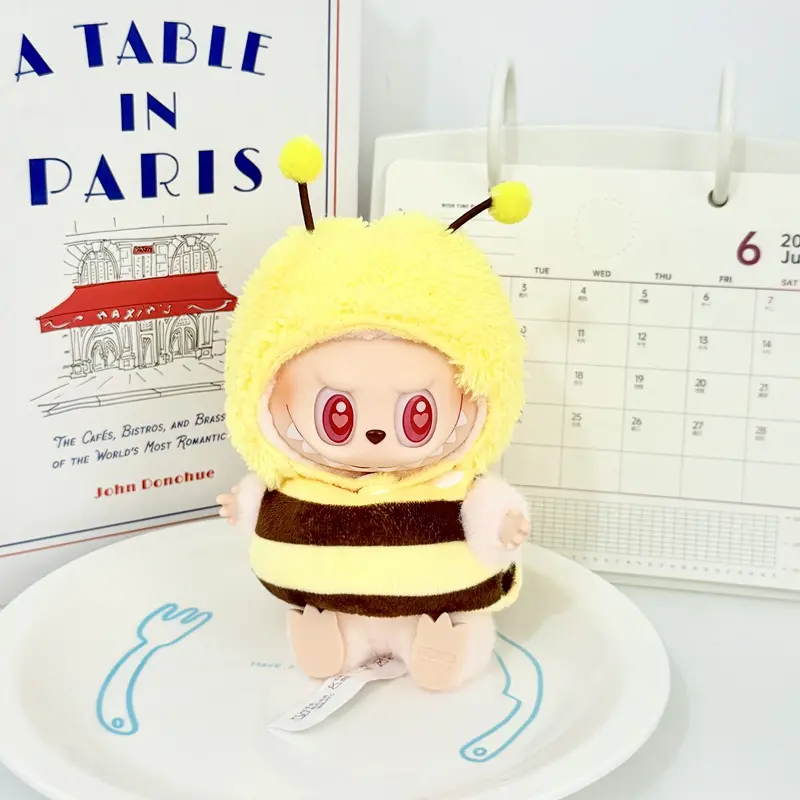 Doll Clothes For 15-17cm Labubu Pendant Sitting Baby Bee Shark Two-piece Set Labubu Dolls Accessories Little Clothes Gifts