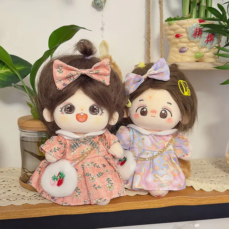20cm Cotton Doll Clothes Lovely Spring Summer Princess Dresses Pants Plush Dolls Clothes Fashion Dresses With Headband Glasses