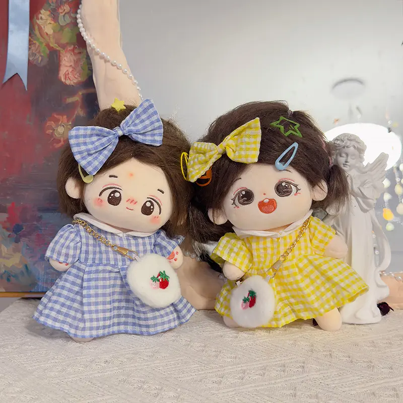 20cm Cotton Doll Clothes Lovely Spring Summer Princess Dresses Pants Plush Dolls Clothes Fashion Dresses With Headband Glasses
