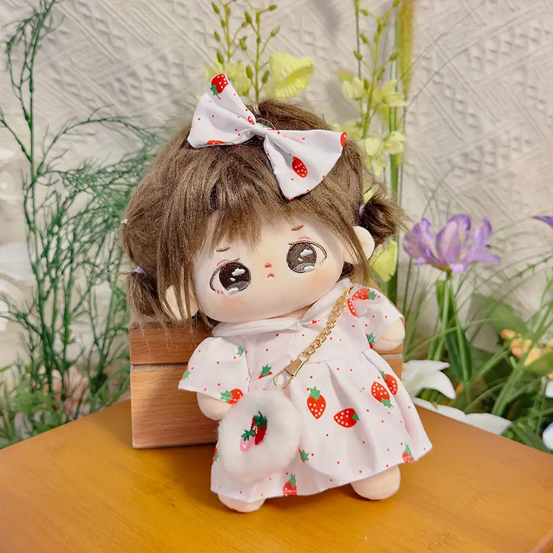 20cm Cotton Doll Clothes Lovely Spring Summer Princess Dresses Pants Plush Dolls Clothes Fashion Dresses With Headband Glasses