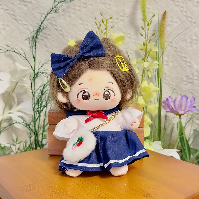 20cm Cotton Doll Clothes Lovely Spring Summer Princess Dresses Pants Plush Dolls Clothes Fashion Dresses With Headband Glasses