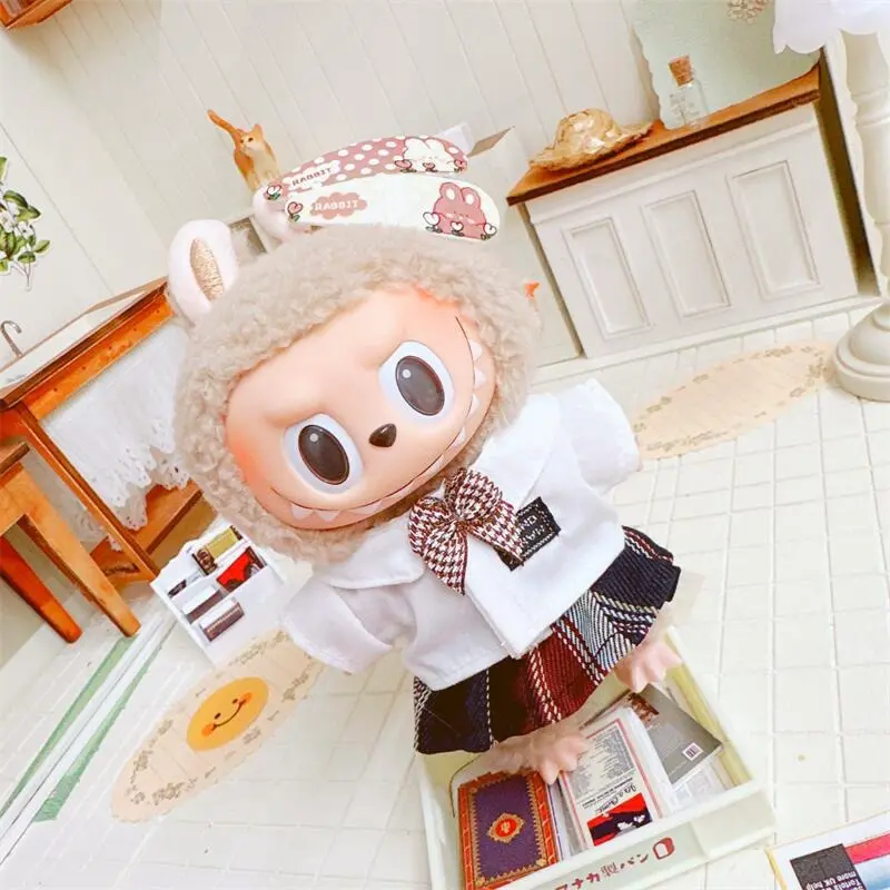 17cm Pendant Labubu Doll Dress Cute Labubu Doll Clothes Black Maid Uniform Suit Cartoon Doll Hoodie Bodysuit Outfit Doll Costume