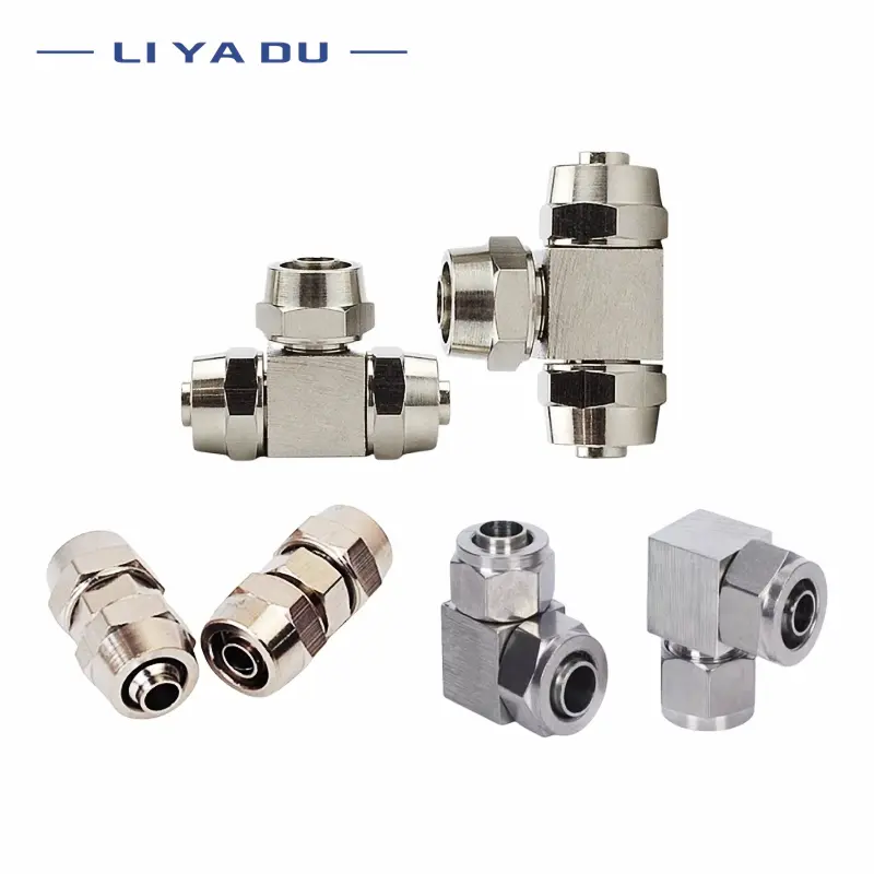 PV PE PU Copper Plated Nickel Pneumatic Air Quick Connector T/L-type OD 4 6 8 10 12 14MM  For Hose Tube Fast Joint Connection