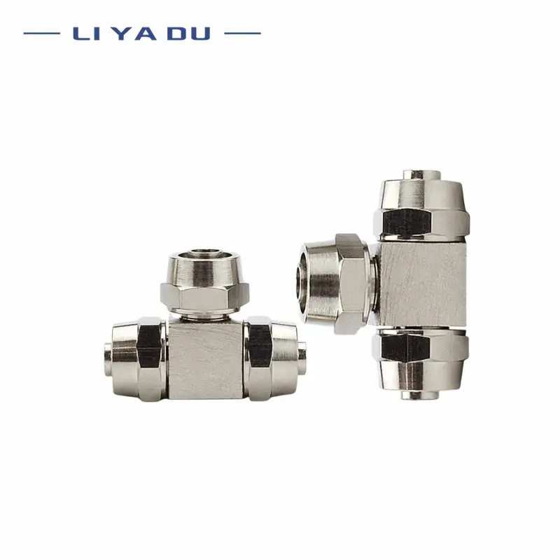 PV PE PU Copper Plated Nickel Pneumatic Air Quick Connector T/L-type OD 4 6 8 10 12 14MM  For Hose Tube Fast Joint Connection