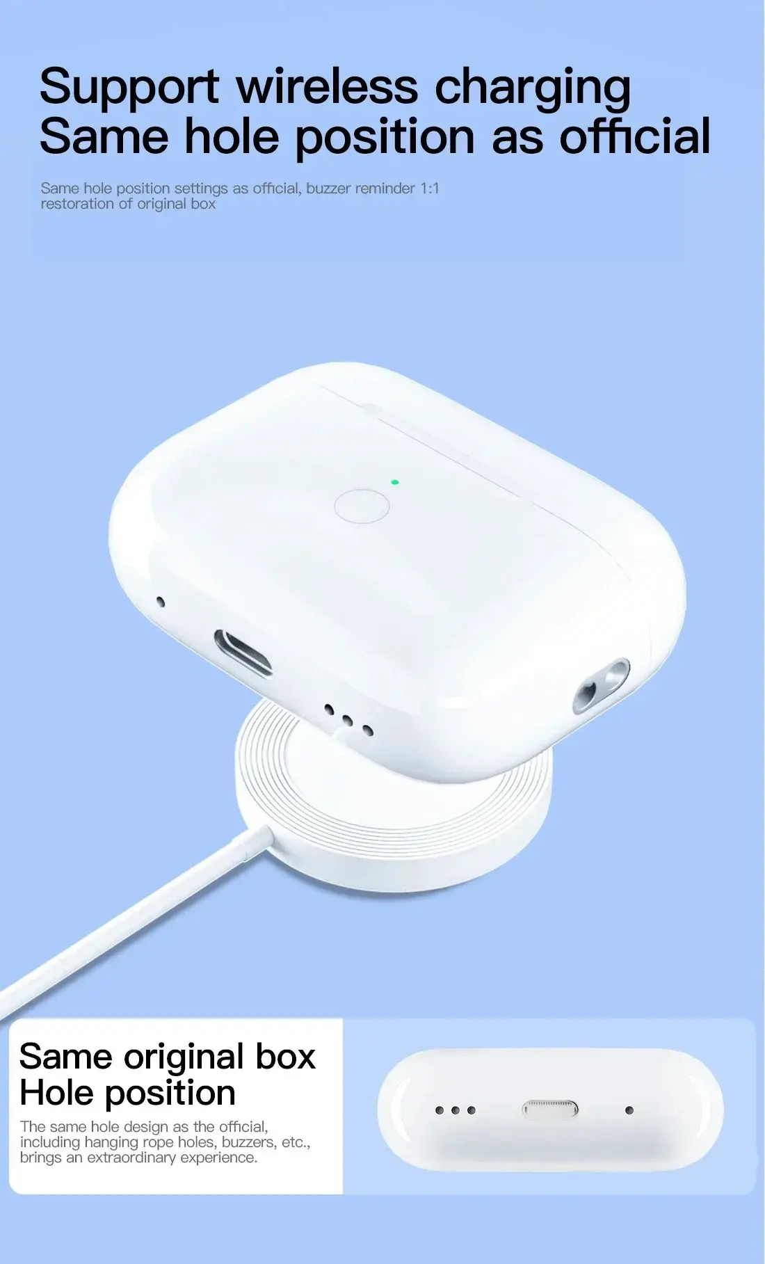 Replacement Wireless Charging Box Case For Airpods 4 3 2 1Bluetooth-Compatible Airpods Pro 1 2 Charger Case Earphone Accessories