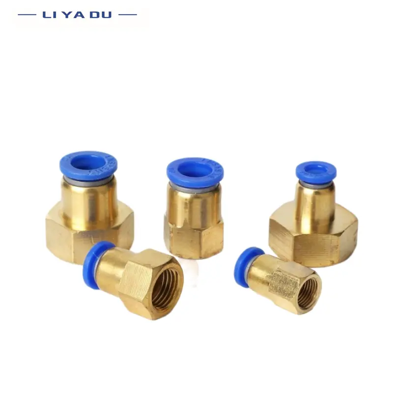 PCF Air Pipe Fitting 4 6 8 10 12mm Hose Tube -1/8 3/8 1/2 1/4 BSP Female Thread Brass Pneumatic Connector Quick Joint Fitting