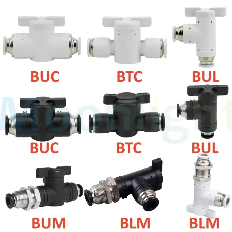 BUC BUL BUM 4 6 8 10 12mm Pneumatic Fitting Quick Connector Air Tube Connector Manual Valve Steering Switch Manual Ball Valve