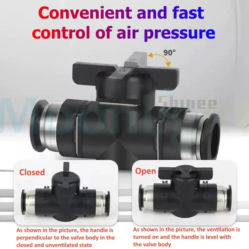 BUC BUL BUM 4 6 8 10 12mm Pneumatic Fitting Quick Connector Air Tube Connector Manual Valve Steering Switch Manual Ball Valve
