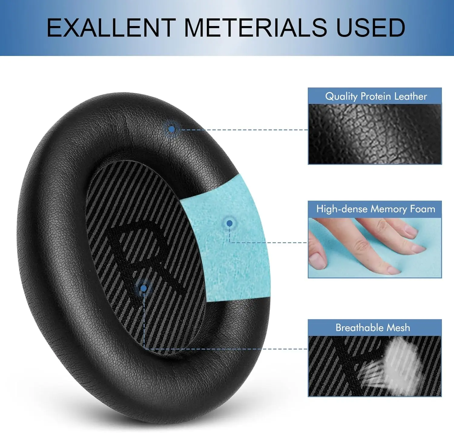KUTOU Replacement Ear Pads Cushions for Bose QC45 QuietComfort 45 Headphone Softer Protein Leather Earpads