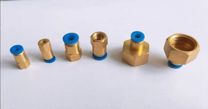 5pcs Pneumatic components PCF12-01 PCF12-02 PCF12-03 PCF12-04 quick joint copper internal thread through for 12mm tube