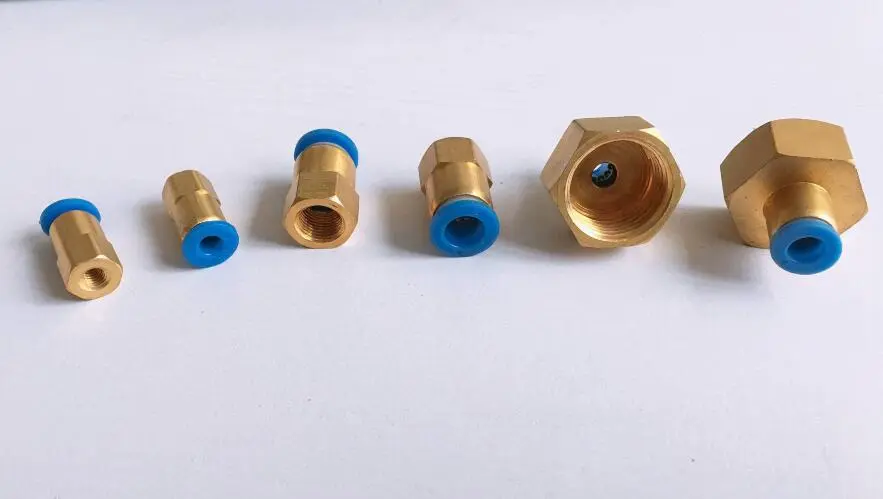 5pcs Pneumatic components PCF12-01 PCF12-02 PCF12-03 PCF12-04 quick joint copper internal thread through for 12mm tube