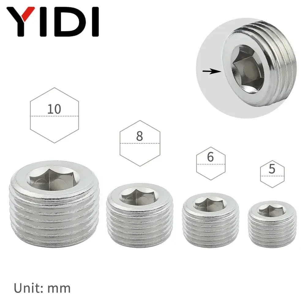 5pcs BD End Stop Plug Kit Air Hose Fitting Pneumatic Connection Screw Male Thread Connector Repair BSP 1/2 3/8 1/4 1/8 3/4