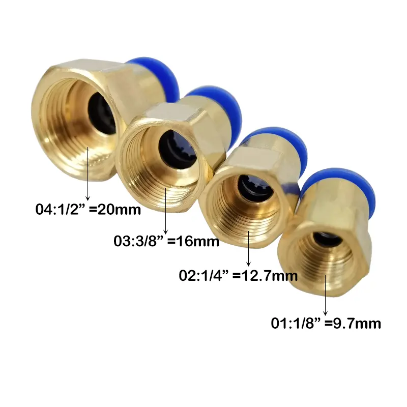PCF type OD 4MM 6MM 8MM 10MM 12MM Thread 1/8'' 1/4'' 3/8'' 1/2''  Pneumatic Connectors Female straight one-touch fittings