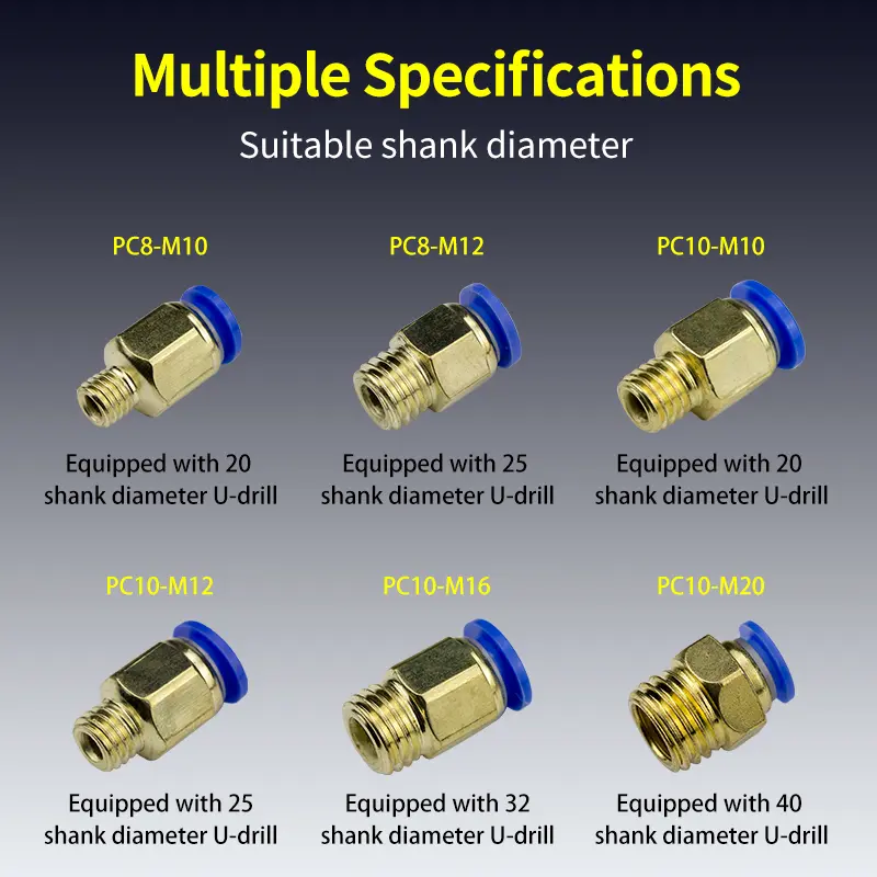 10pcs Straight-Through PC Thread Pneumatic Connector Suitable For CNC Lathe Joint Hose PC8-M5 PC10-M10 PC8-01 PC10-01 PC12-01