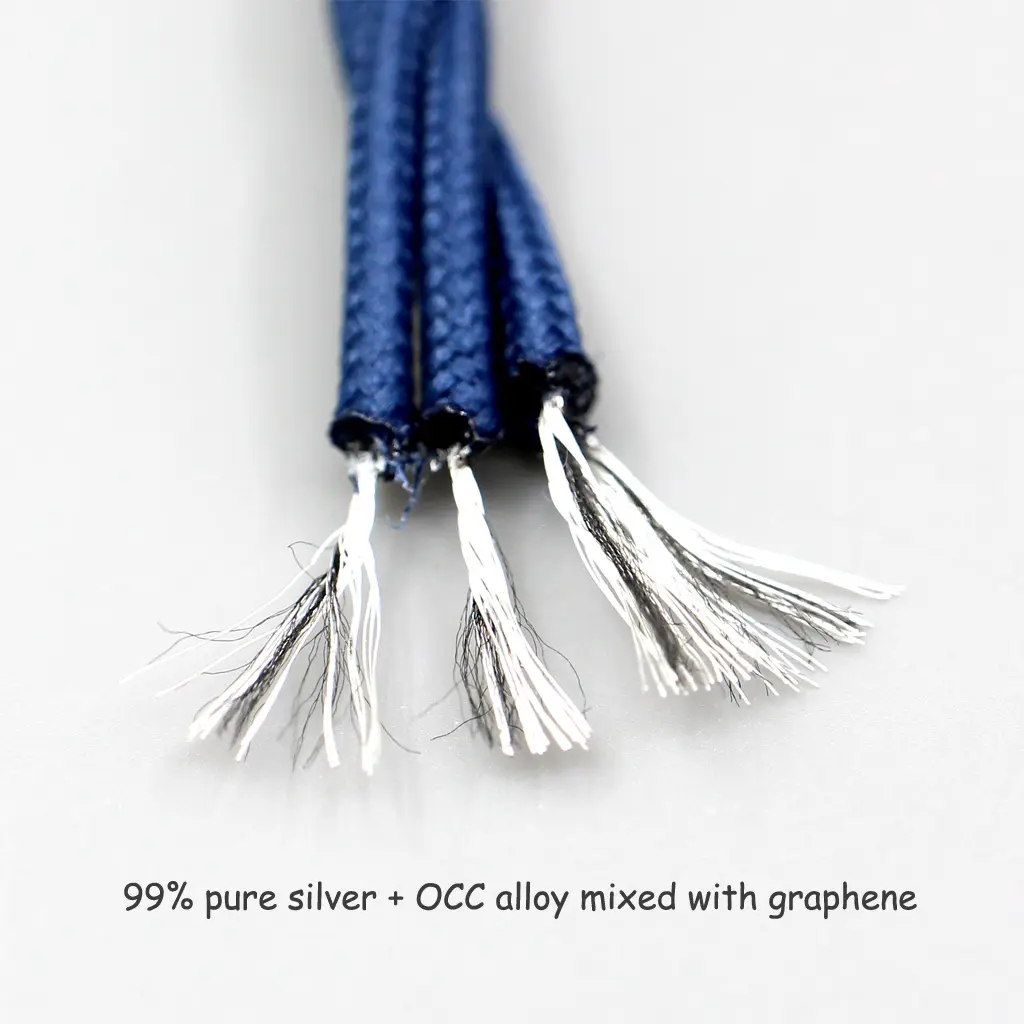 99% Pure Silver OCC Graphene Alloy Full Sleeved Earphone Cable For Sennheiser ie200 IE300 ie600 IE900 LN008619