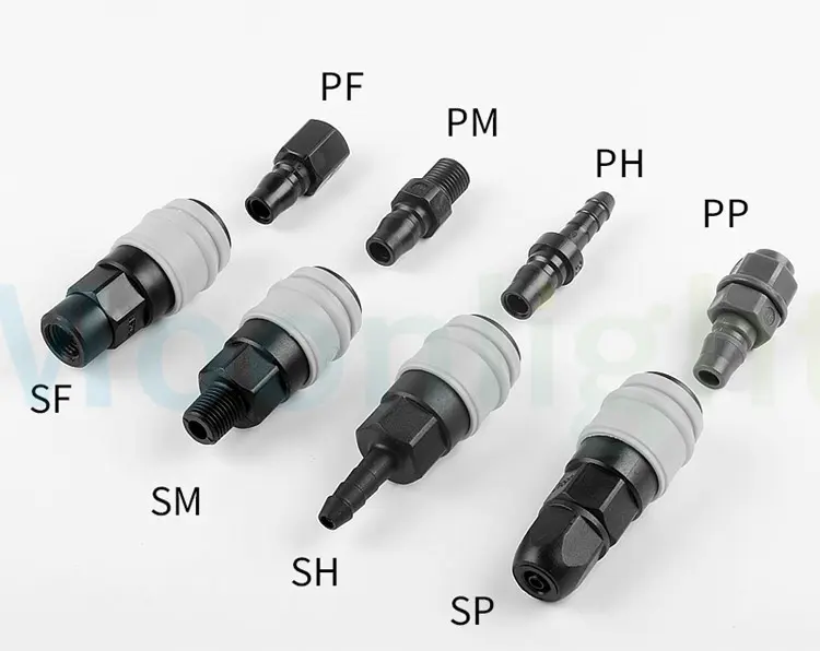 Pneumatic C-type Quick Insertion Self-locking Air Pump Three-way Plastic Steel Air Compressor Accessories PH PP SP SH 20/30/40