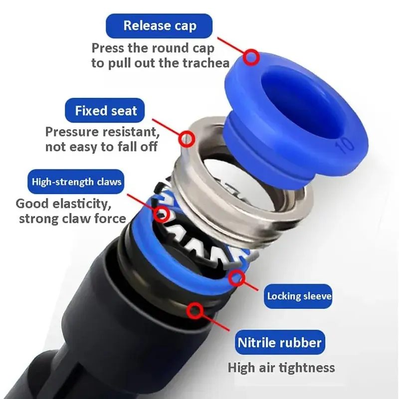 5PCS Pneumatic Fittings Quick Connector Air Tube Connectors Plastic PU PY 4mm 6mm 8mm 10mm 12mm Air Hose Fitting