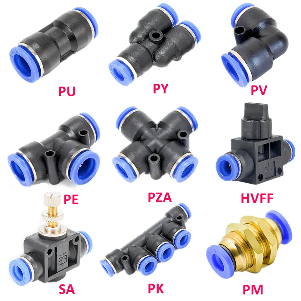 Pneumatic Fitting Pipe Connector Tube Air Quick Fittings Water Push In Hose Couping 4mm 6mm 8mm 10mm 12mm 14mm PU PY PK PE PV SA
