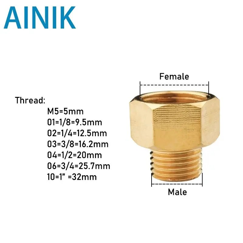 1PCS Male to Female Thread Brass Pipe Connectors Brass Coupler Adapter Threaded Fitting 1/8" 1/4" 3/8" 1/2"