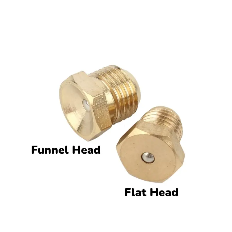 Brass M6 M8 M10 M12 M16 1/8" 1/4"  Grease Nipples Tube Pipe Fitting Flat Funnel Head  Male Thread