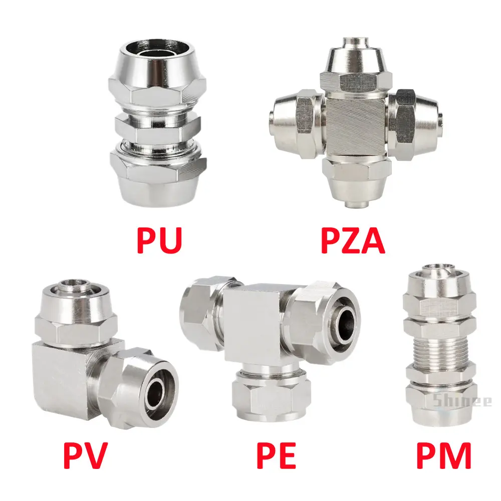 Copper Plated Nickel Pneumatic Air Quick Connector For Hose Tube OD 4MM 6 8 10 12 14 16MM Fast Joint Connection KPV KPE PM PZA