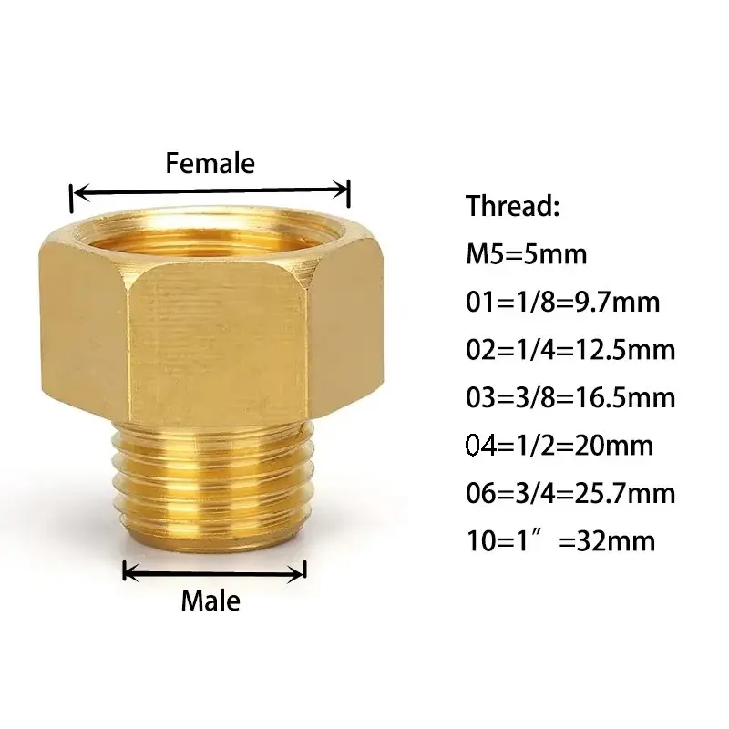 1/8" 1/4" 3/8" 1/2" Male to Female Thread Brass Pipe Connectors Brass Coupler Adapter Threaded Fitting