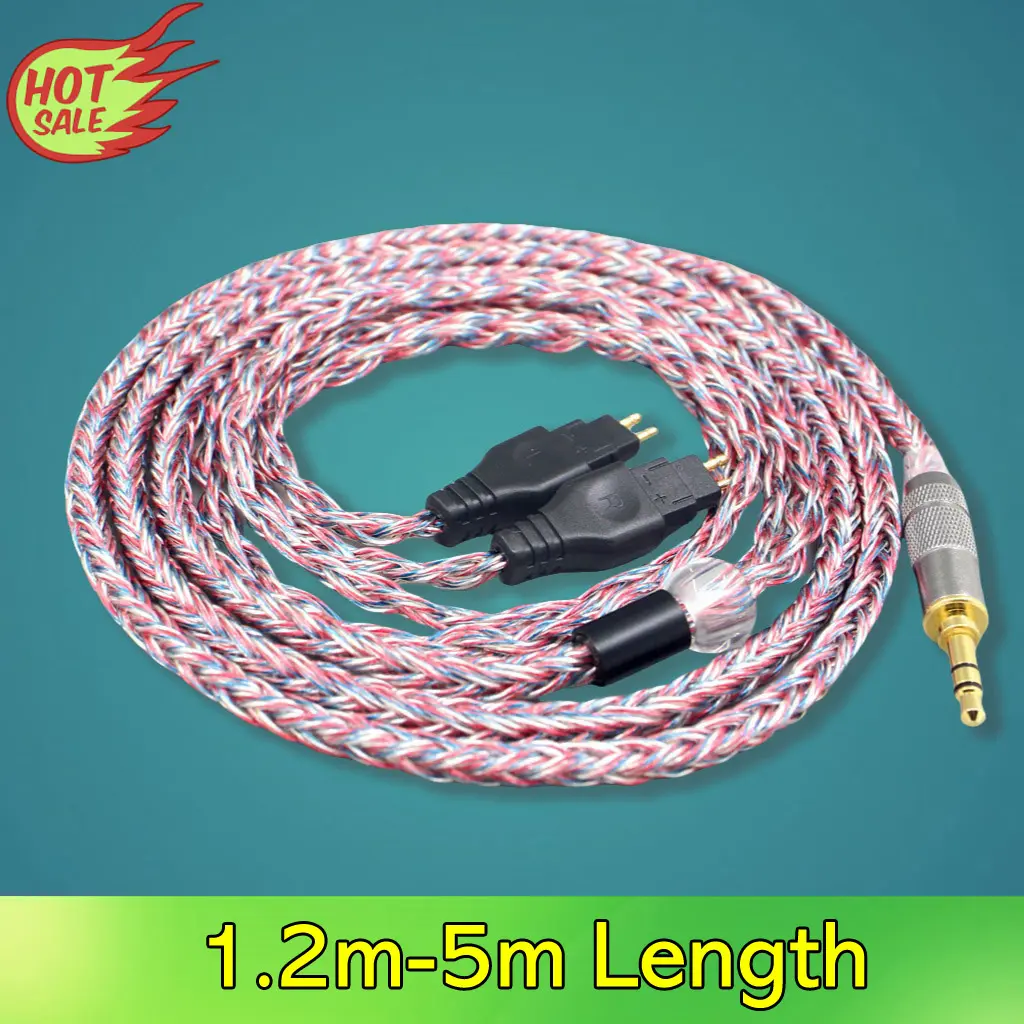 Braided HIFI Earphone Cable For Sennheiser HD6xx HD600 HD580 HD650 HDxxx HD660S HD58x 16 Core Silver OCC Mixed Color 7590