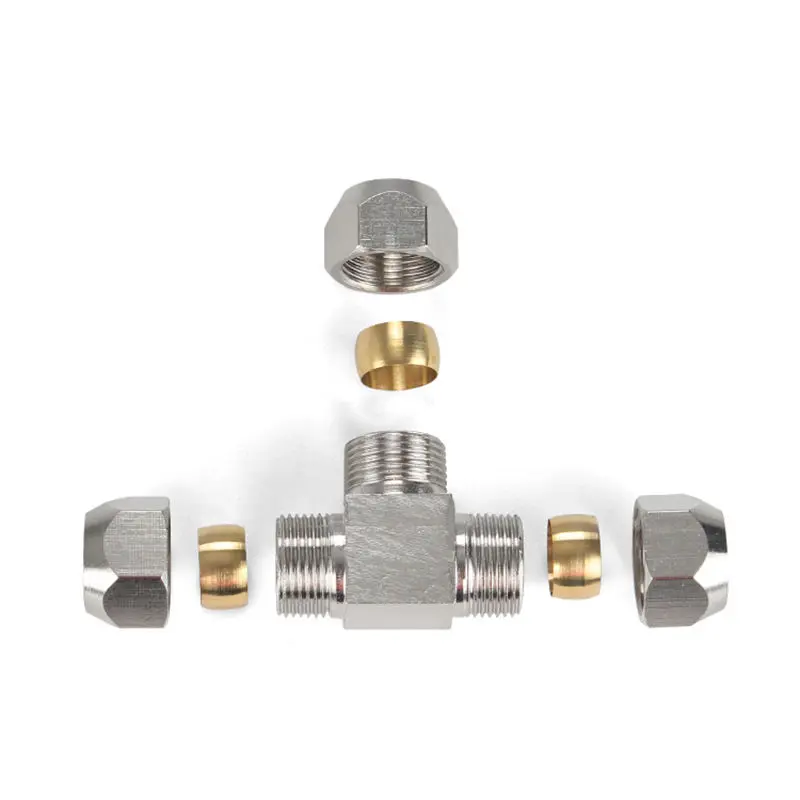 Pneumatic Fittings Brass 4 6 8 10 12 14 16mm OD Tube Compression Ferrule Tubing Compression Fitting Connector PU PV PE PZA PM