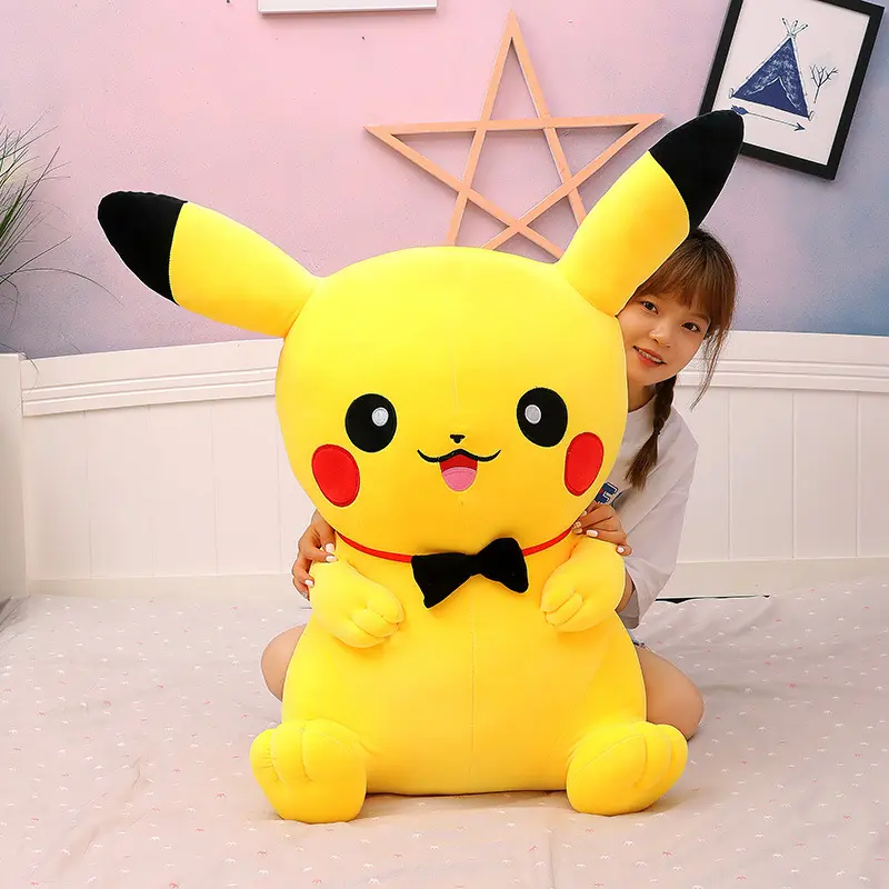 40/50/60/80cm Pokemon Tie Pikachu Doll Cartoon Cute Plush Toy Pillow Children'S Doll Large Pikachu Gifts Girl'S Birthday Gift