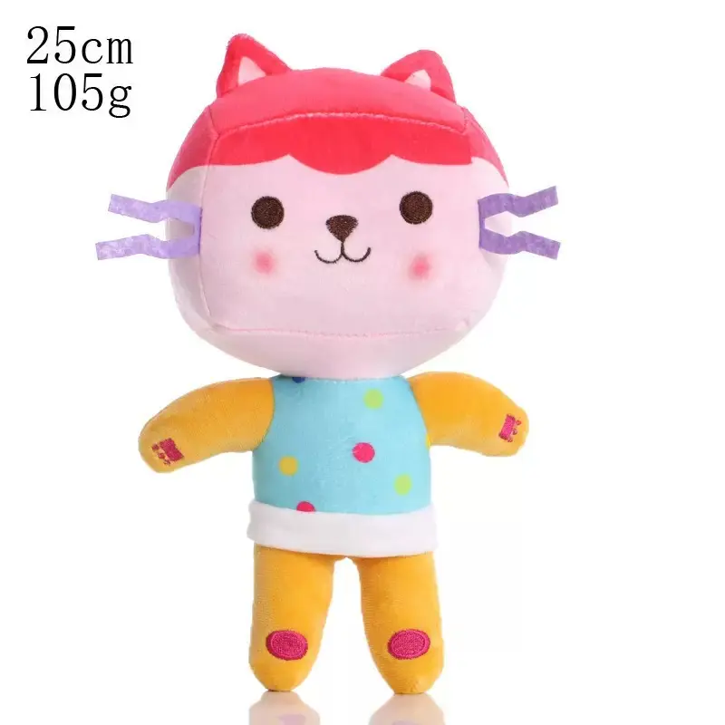 25cm 8Pcs Gabby doll house plush toy cartoon stuffed animal mermaid cat mermaid plush doll children's Christmas gift