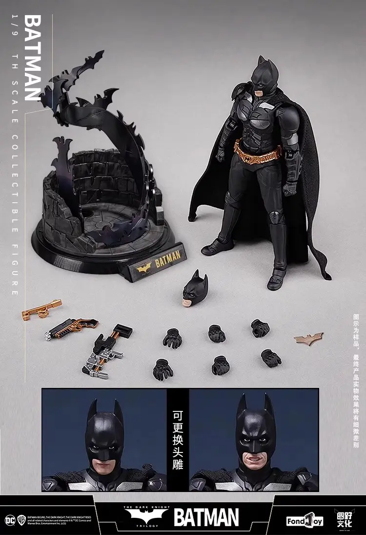 Original Fondjoy Batman Action Figure Joker Anime Figurine 1/9 Sale With Luxury Base Collection The Dark Knight Model Toys Gifts