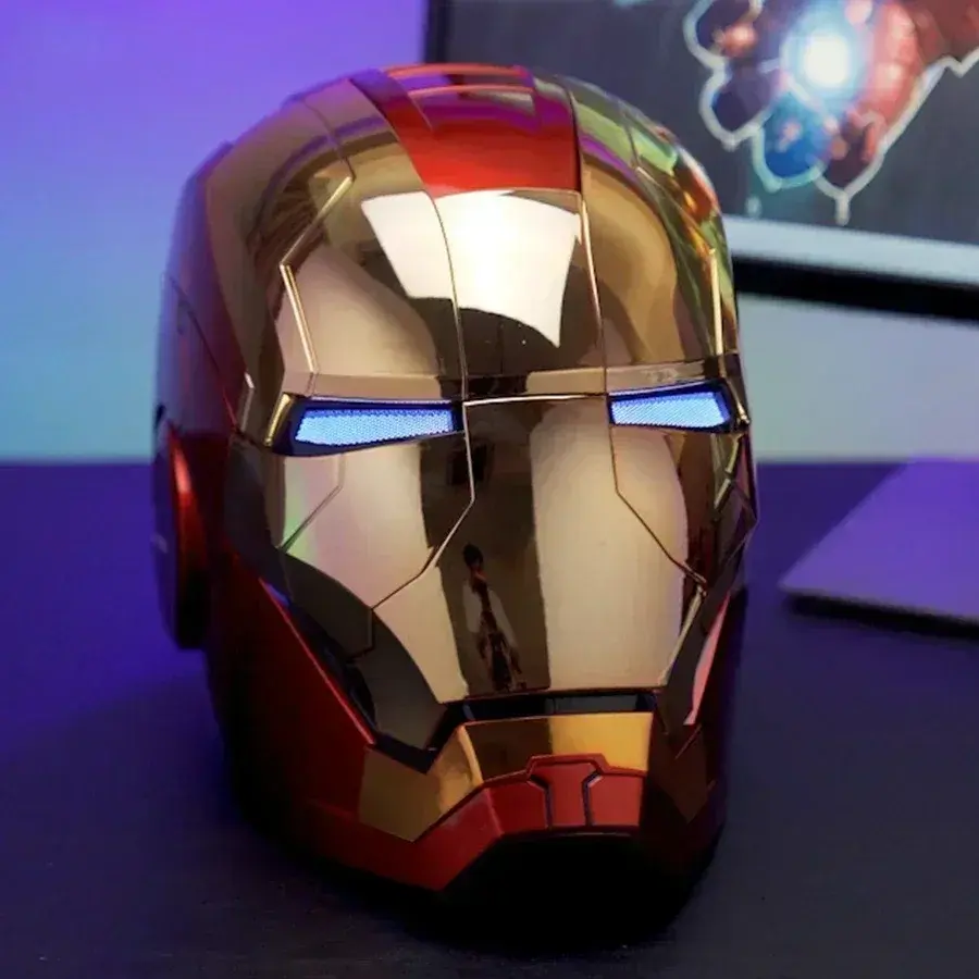 MK5 Iron Man Helmet LED Eyes 1/1 Cosplay Voice Control Avengers Metal Mask Electric Voice Control Helmet Boy Toy Custom Toy Gift