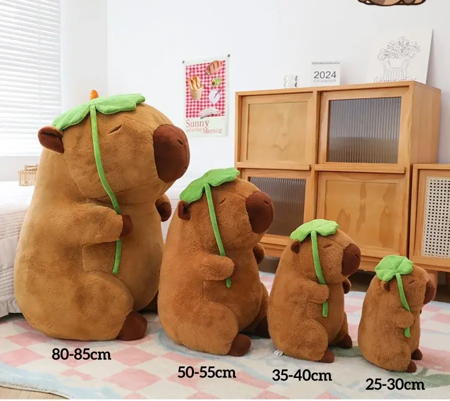 Lotus Leaf Kapibala Cartoon Capybara Plush Toy Kawaii Simulation Animal Ugly Cute Soft Stuffed Capybara Doll Throw Pillow Gift