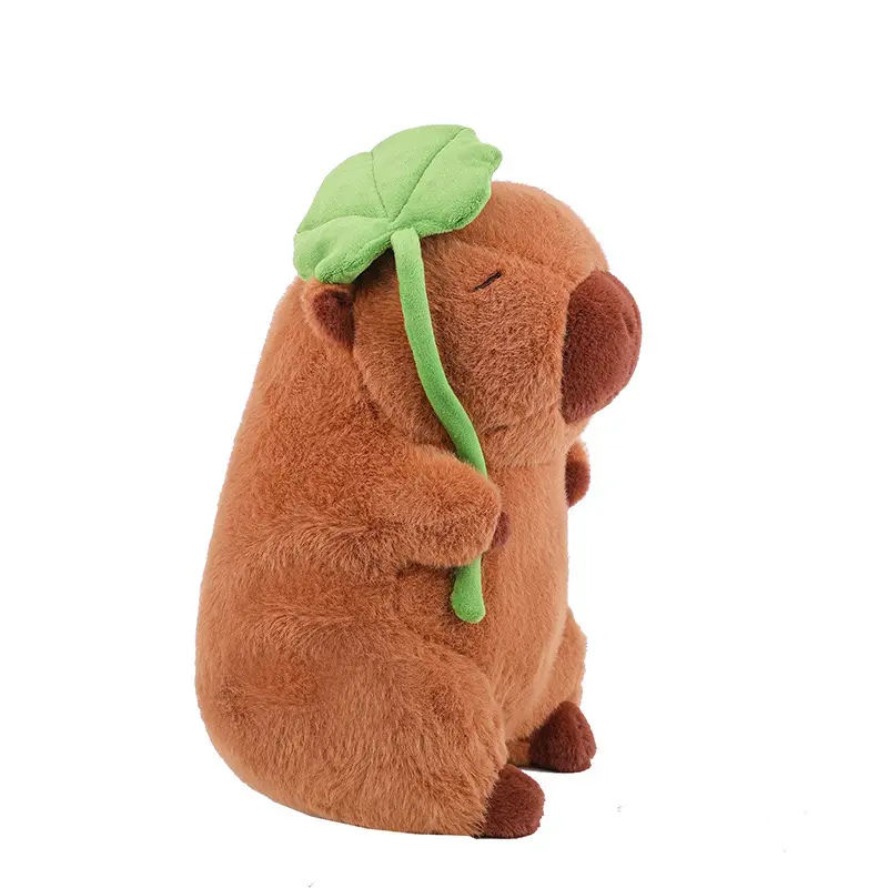 Lotus Leaf Kapibala Cartoon Capybara Plush Toy Kawaii Simulation Animal Ugly Cute Soft Stuffed Capybara Doll Throw Pillow Gift