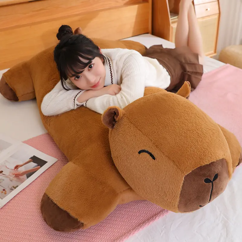 Huge Big Capybara Plush Mat Stuffed Giant Capibara Floor Lazy Sofa Cushion Riding Horse for Kids Birthday DecorativeDecor Toys