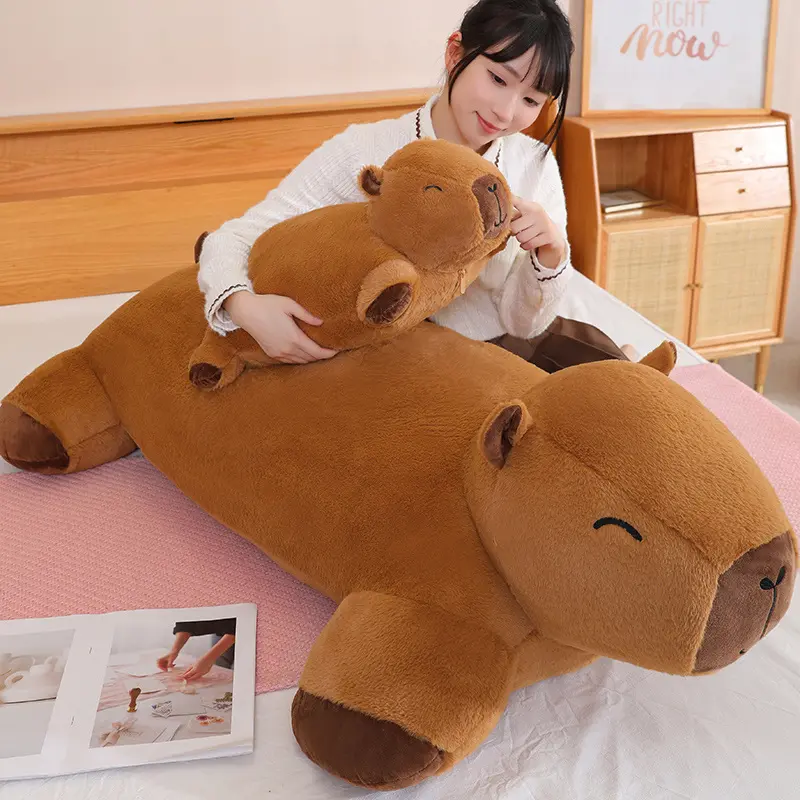 Huge Big Capybara Plush Mat Stuffed Giant Capibara Floor Lazy Sofa Cushion Riding Horse for Kids Birthday DecorativeDecor Toys