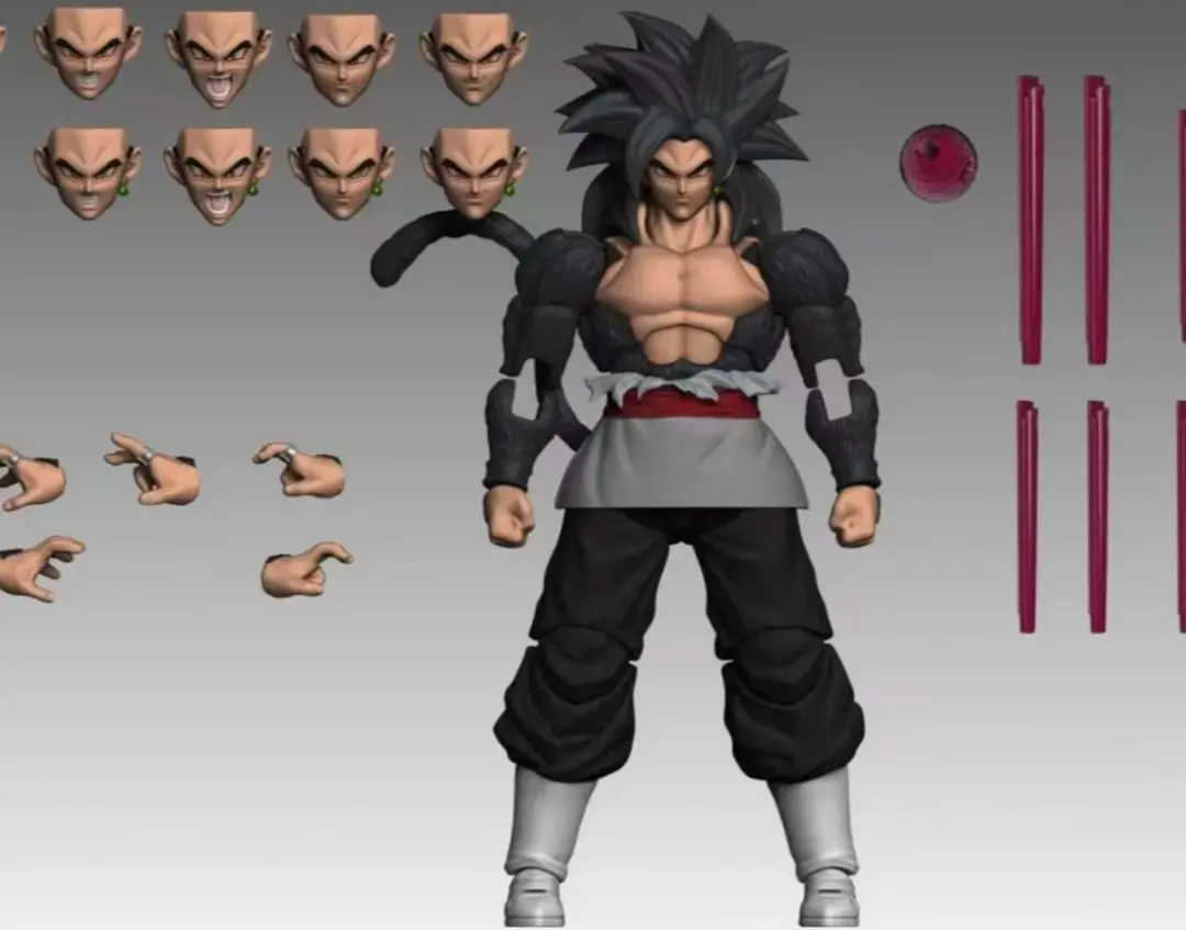 KW Dragon Ball Black Goku Son Goku Son Gohan Anime Action Figure Super Saiyan Movie Version Dbz Model with Multiple Accessories