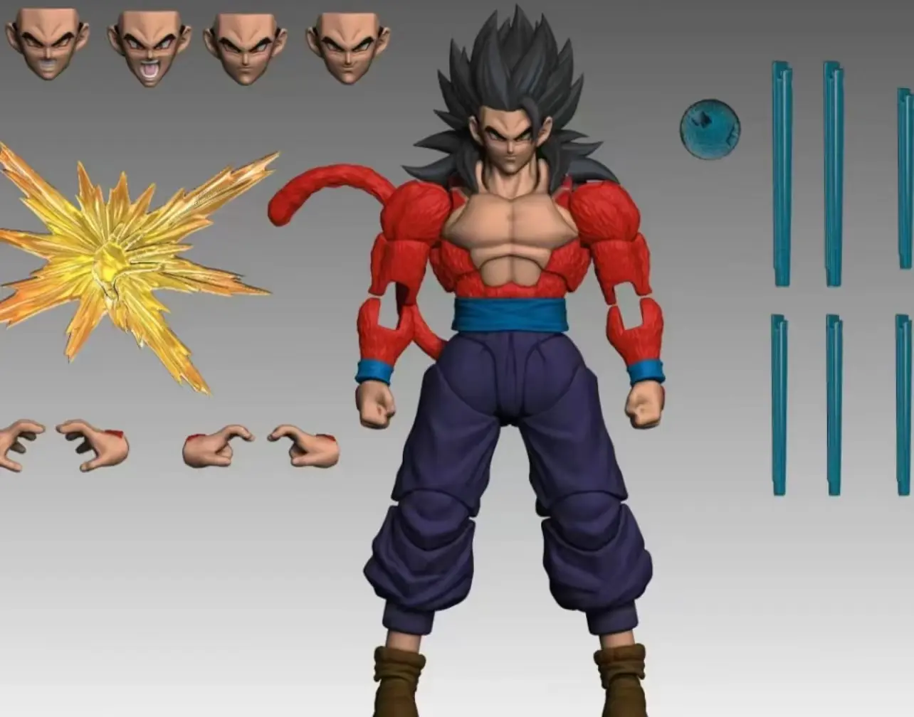 KW Dragon Ball Black Goku Son Goku Son Gohan Anime Action Figure Super Saiyan Movie Version Dbz Model with Multiple Accessories