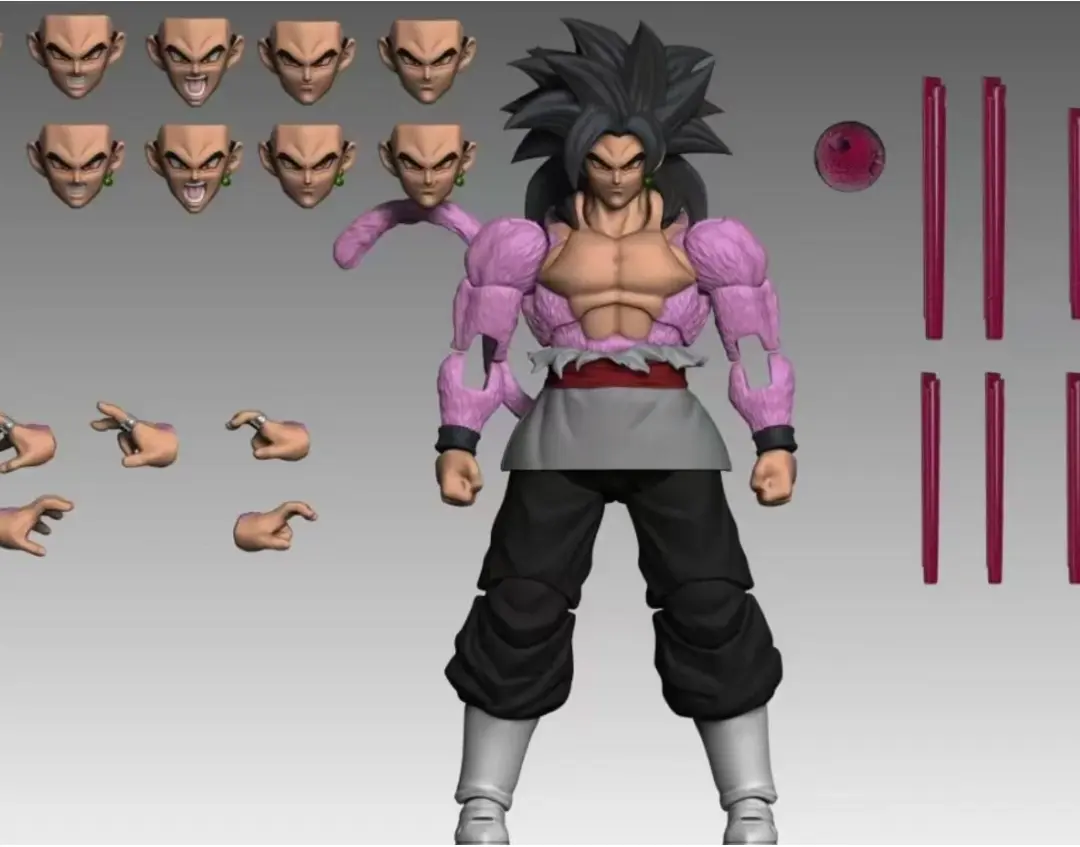 KW Dragon Ball Black Goku Son Goku Son Gohan Anime Action Figure Super Saiyan Movie Version Dbz Model with Multiple Accessories