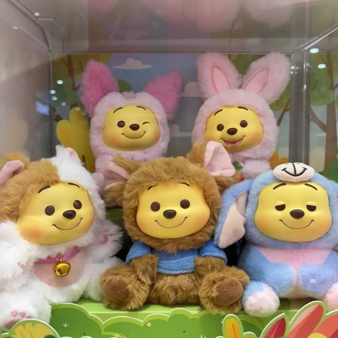 Genuine Miniso Winnie The Pooh Naughty Party Vinyl Plush Blind Box Pooh Bear Pendant Mystery Box Surprise Toys Cute Dolls Gifts