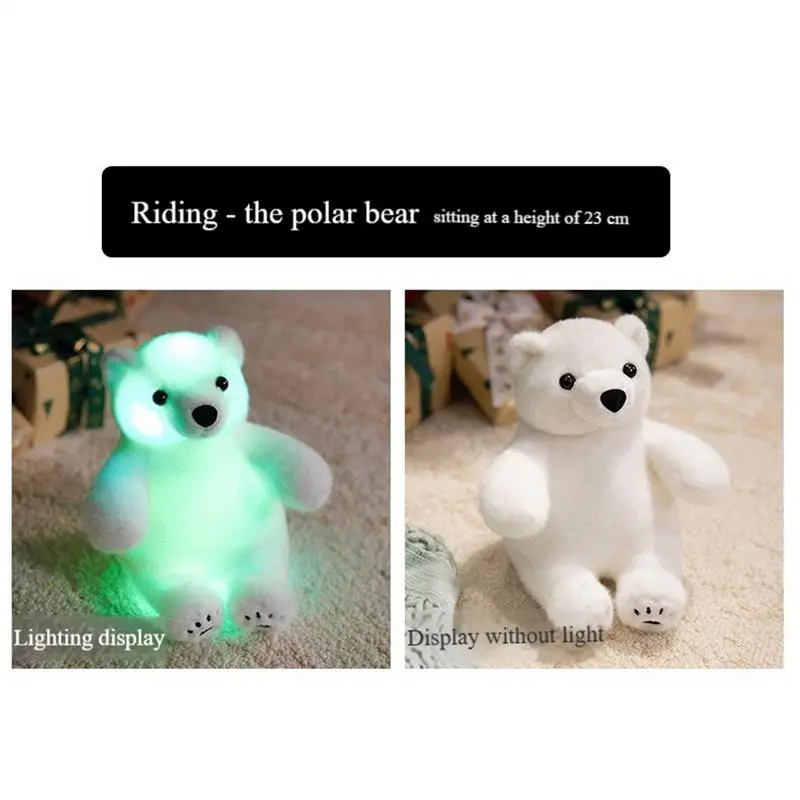White Bear Stuffed Animal Plush Toys Stuffed Animal With Colorful LED Lights Soft Doll Hugging Pillow Home Decoration Night
